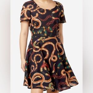 Robe Dangerfield dress snake serpent print cotton flare babydoll goth killstar